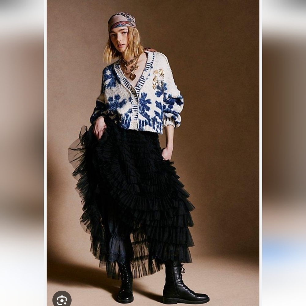 Free People NWOTs Return Of The Ruffle Maxi Slip Skirt